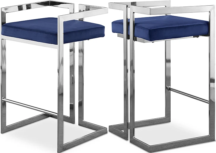 Meridian Ezra Velvet Counter Stool in Navy Velvet 909Navy-C