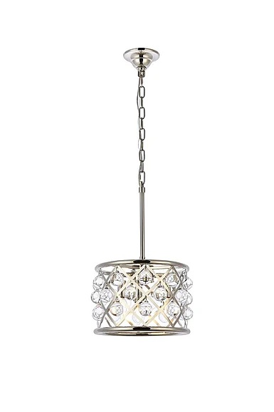 Elegant Madison 3 Light Polished Nickel Pendant Clear Royal Cut Crystal 1213D12PN/RC