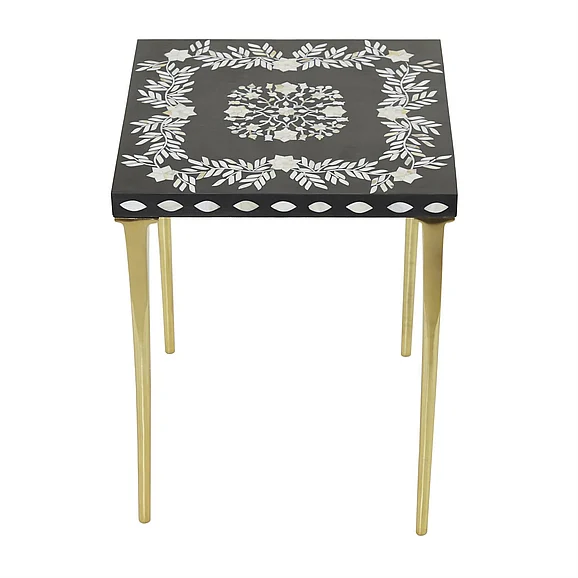 UMA Gold Eclectic Aluminum Accent Table, 20" x 16" | 32787 CLOSEOUT