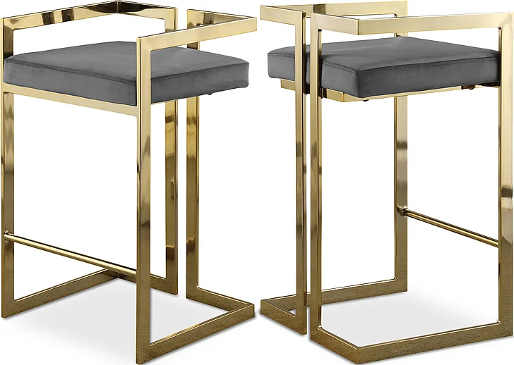 Meridian Ezra Velvet Counter Stool in Grey Velvet 912Grey-C