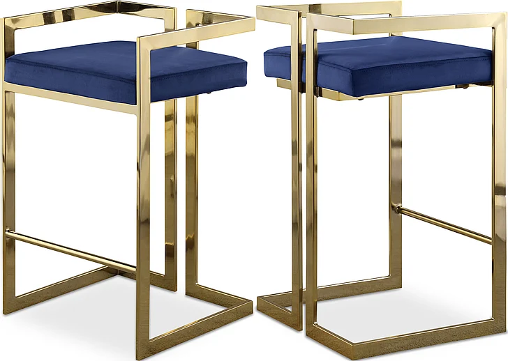 Meridian Ezra Velvet Counter Stool in Navy Velvet 912Navy-C