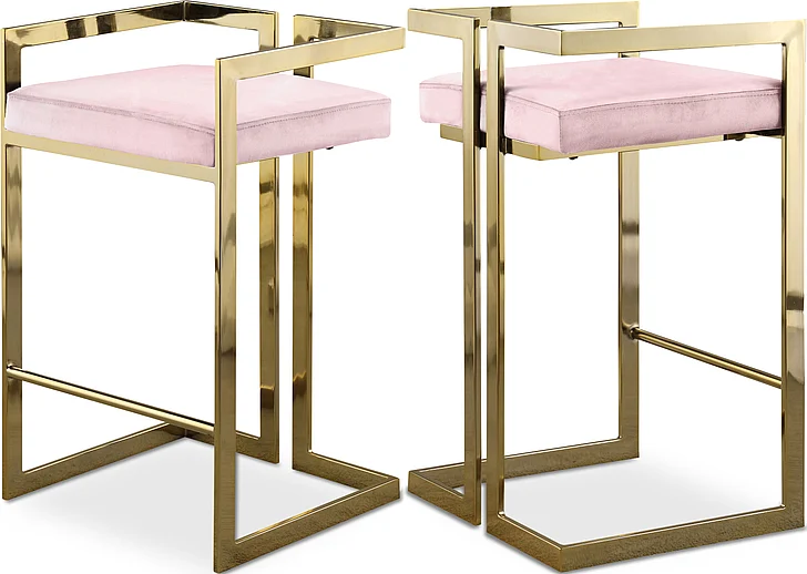Meridian Ezra Velvet Counter Stool in Pink Velvet 912Pink-C