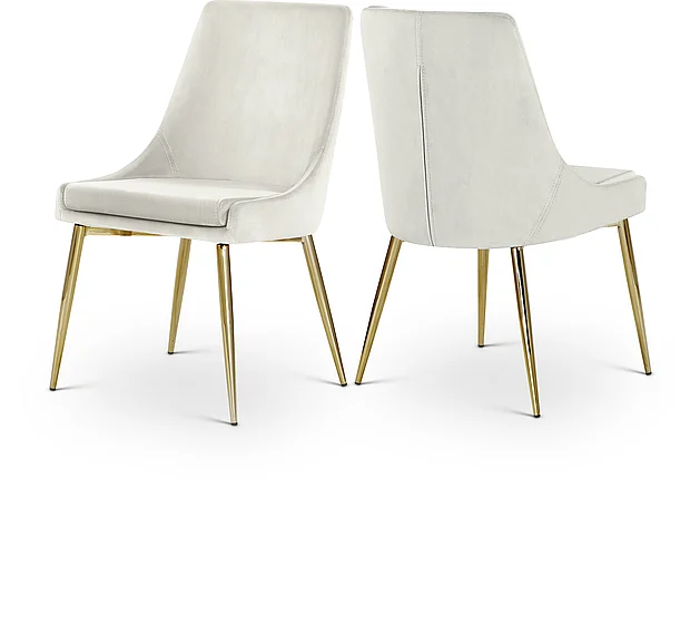Meridian Karina Velvet Dining Chair in Cream Velvet 783Cream-C