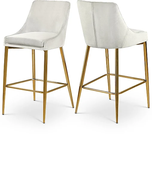 Meridian Karina Velvet Counter Stool in Cream Velvet 789Cream-C