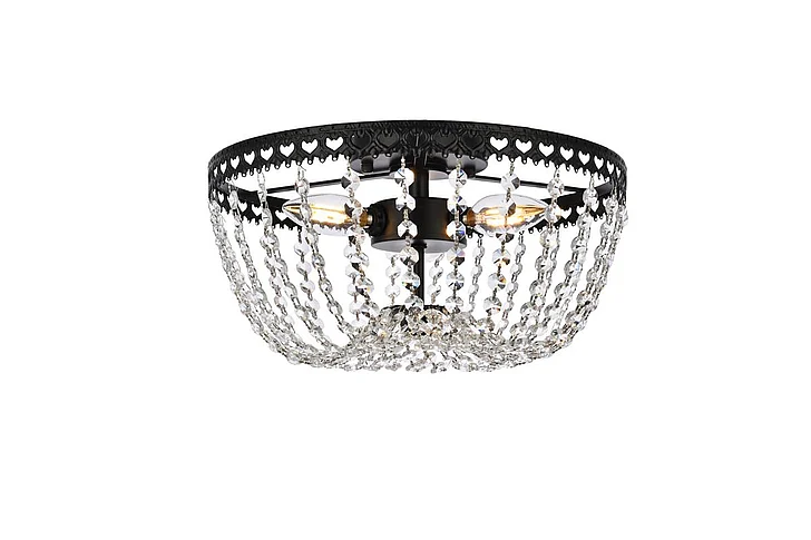 Elegant Kylie 12 In. Flush Mount in Black 1112F12BK