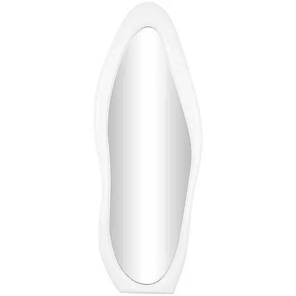 UMA White Wooden Abstract Wavy Room Wall Mirror, 24 x 2 x 63 | 32941
