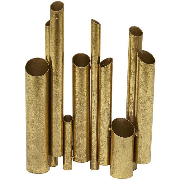 UMA CosmoLiving by Cosmopolitan Gold Metal Organ Pipe Decorative Vase, 11" x 3" x 14" | 32984