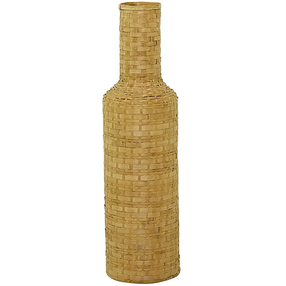 UMA Brown Bamboo Wood Tall Woven Floor Decorative Vase, 8" x 8" x 30" | 32991 CLOSEOUT