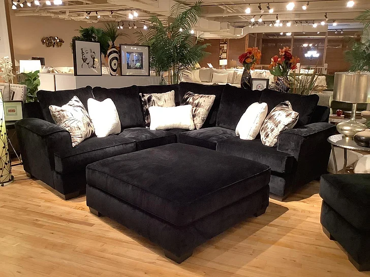 Corinthian 32C0S Henderson Sectional in Luscious Black FG32C0 3PC