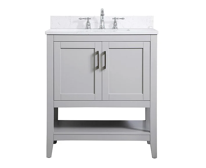 Elegant 30 In. Single Bathroom Vanity in Grey with Backsplash VF16030GR-BS