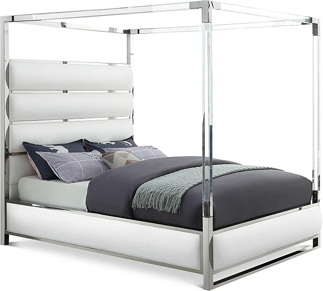 Meridian Encore Faux Leather King Bed in White Faux Leather EncoreWhite-K