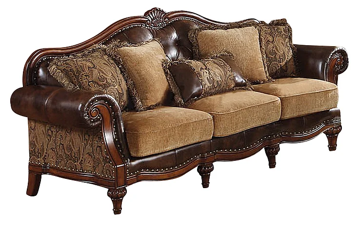 Acme Dreena Traditional Faux Leather and Chenille Sofa 05495