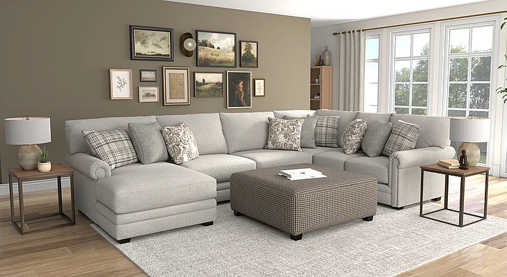 Jackson Livingston 3-Piece LSF Chaise Sectional in Linen/Silver