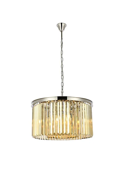 Elegant Sydney 8 Light Polished Nickel Chandelier Golden Teak (Smoky) Royal Cut Crystal 1238D26PN-GT/RC