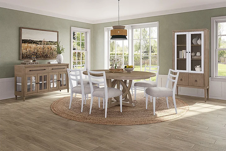 Emma Mason Signature Timog Park 5pc Round Dining Room Set w/ 18" Leaf in Sand
