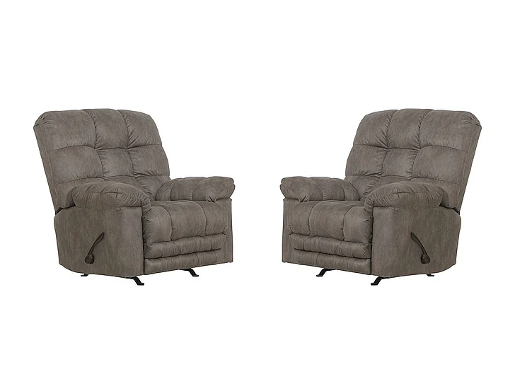Catnapper Machado Chaise Rocker Recliner w/ Oversized Xtra Comfort Footrest in Charcoal 4792-2 (Set of 2)