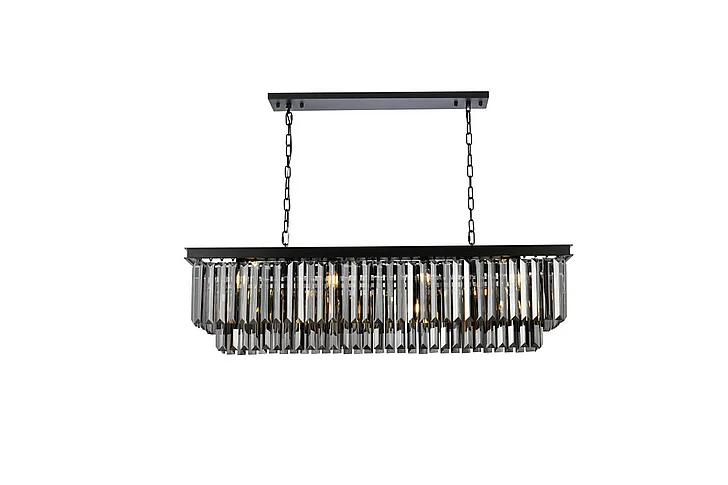 Elegant Sydney 12 Light Matte Black Chandelier Silver Shade (Grey) Royal Cut Crystal 1232D50MB-SS/RC