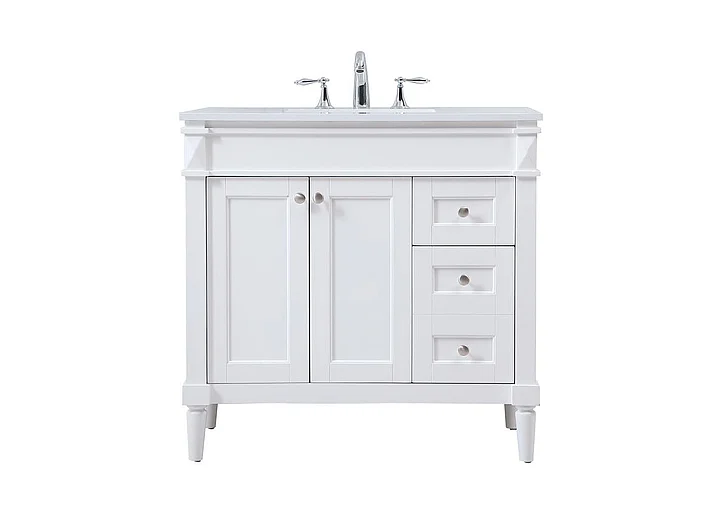 Elegant 36 In. Single Bathroom Vanity in White VF31836WH