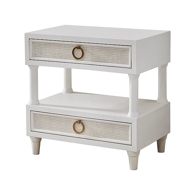 American Woodcrafters Switchgrass 2-Drawer with Open Shelf Nightstand - White 3410-421