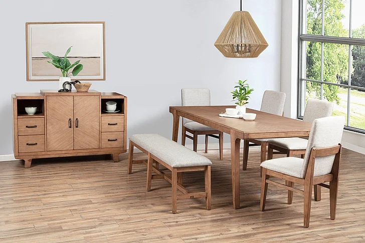 Alpine Furniture Olejo 6-Piece Rectangular Dining Table Set in Natural