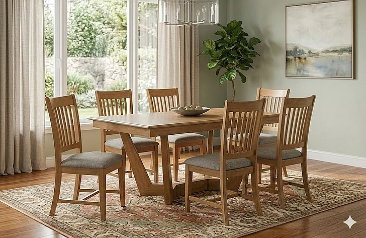 Kincaid Kafe 7pc 60 Inches Trestle Dining Set in Cappuccino