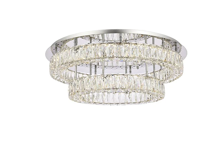 Elegant Monroe 30 In. Led Double Flush Mount in Chrome 3503F30L2C