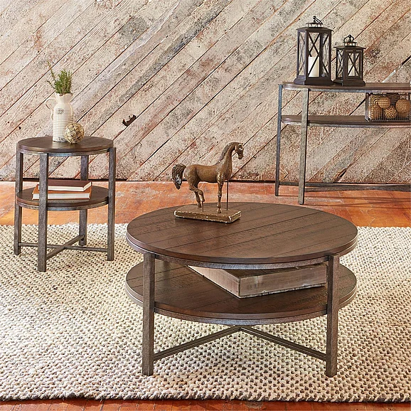 Liberty Furniture Breckinridge 4-Piece Round Cocktail Table Set in Mahogany