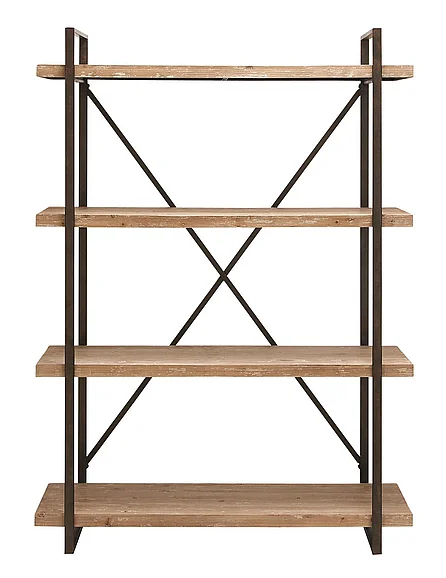 UMA Brown Wood 4 Shelves Storage Shelving Unit, 47 x 14 x 67 | 34853