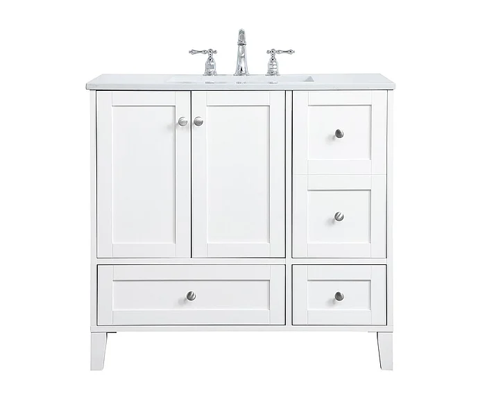 Elegant 36 In. Single Bathroom Vanity in White VF18036WH