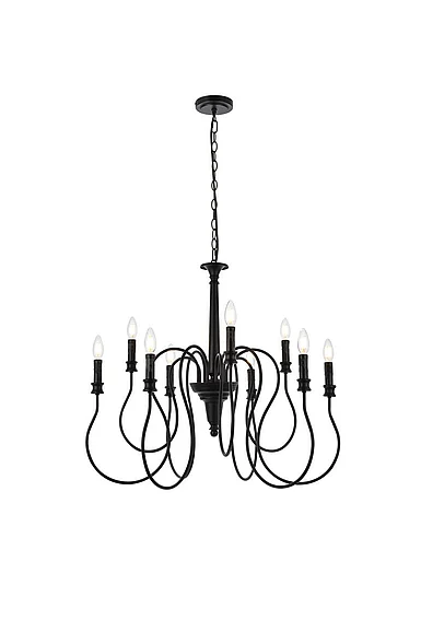 Elegant Flynx 9 Lights Pendant in Black LD7045D30BK CLOSEOUT