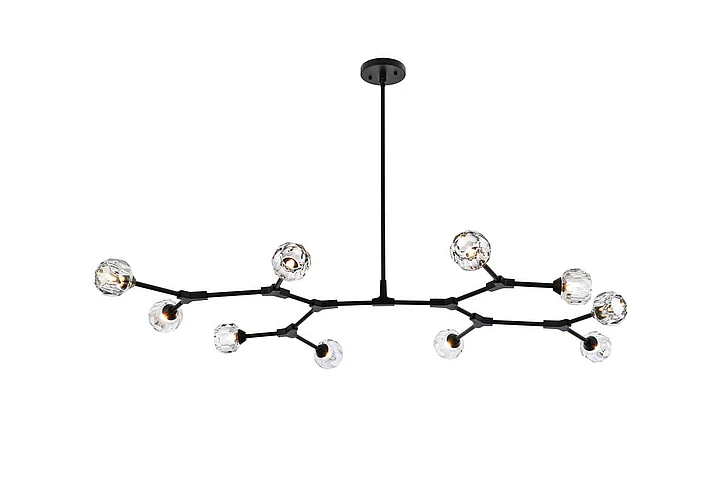 Elegant Zayne 10 Light Pendant in Black 3508D56BK
