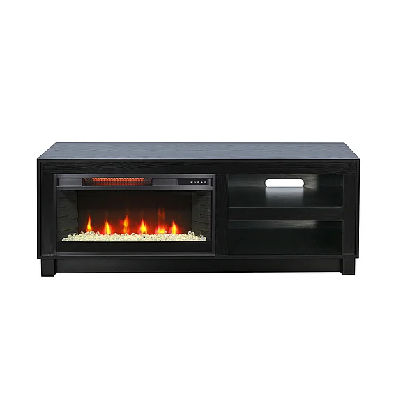 Sunny Designs 56" Media Console with Electric Fireplace in Black Oak Melamine K3501BOM-C