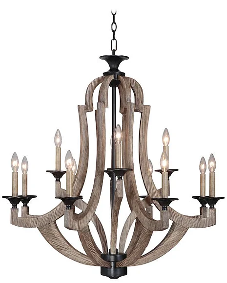 Craftmade Winton 12 Light Chandelier in Weathered Pine/Bronze 35112-WP