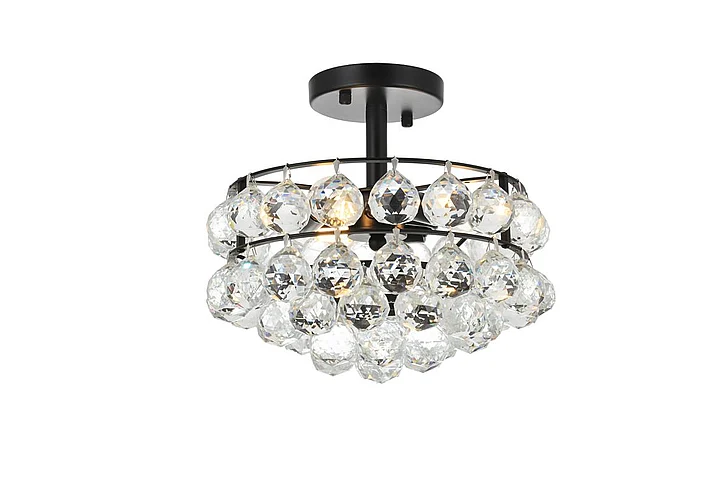 Elegant Savannah 12 In. Flush Mount in Black 1107F12BK CLOSEOUT