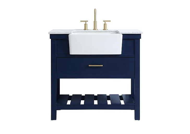 Elegant 36 In. Single Bathroom Vanity in Blue VF60136BL