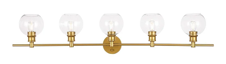 Elegant Collier 5 Light Brass and Clear Glass Wall Sconce LD2326BR