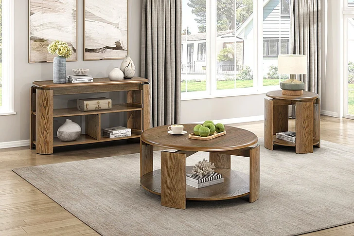 Homelegance Ellis 3pc Cocktail Table Set with Swivel Top in Brown