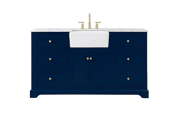 Elegant 60 In. Single Bathroom Vanity in Blue VF60260BL