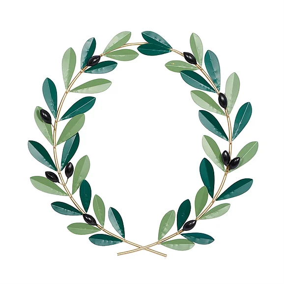 UMA Green Metal Leaf Crown Wall Decor, 22" x 2" x 22" | 35908 CLOSEOUT