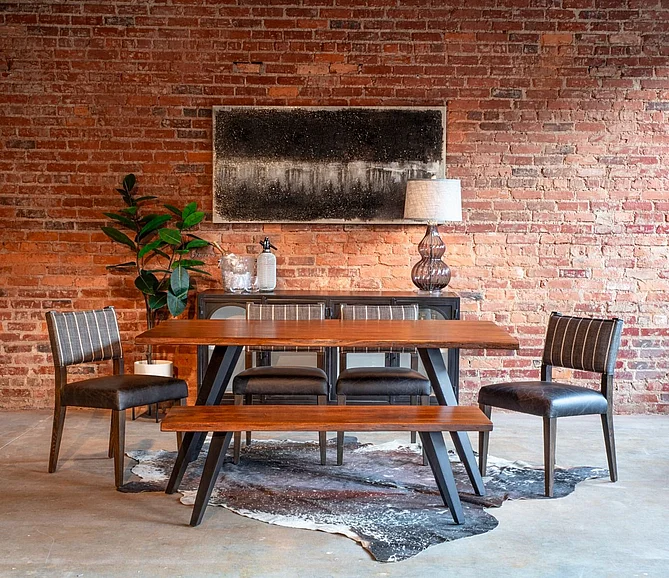 HTD Kennedy 6pcs 68" Dining Room Set in Walnut