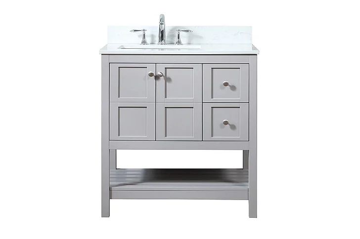 Elegant 32 In. Single Bathroom Vanity in Grey with Backsplash VF16432GR-BS