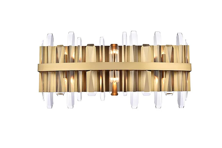 Elegant Serena 24 In. Crystal Bath Sconce in Satin Gold 2200W24SG