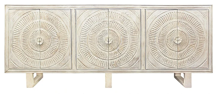 Moti Furniture Albany 6 Hand Carved Door Albert Cabinet in White 36009007