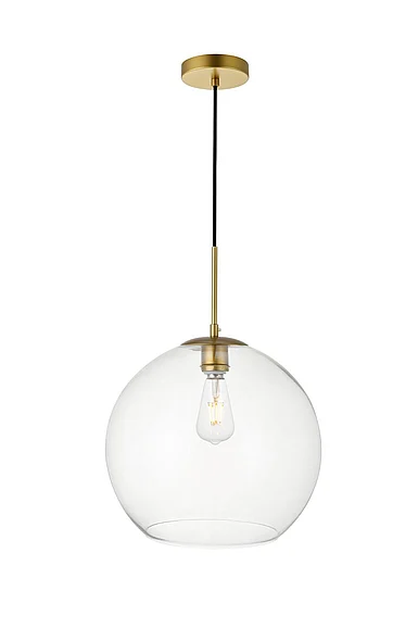Elegant Baxter 1 Light Brass Pendant with Clear Glass LD2216BR