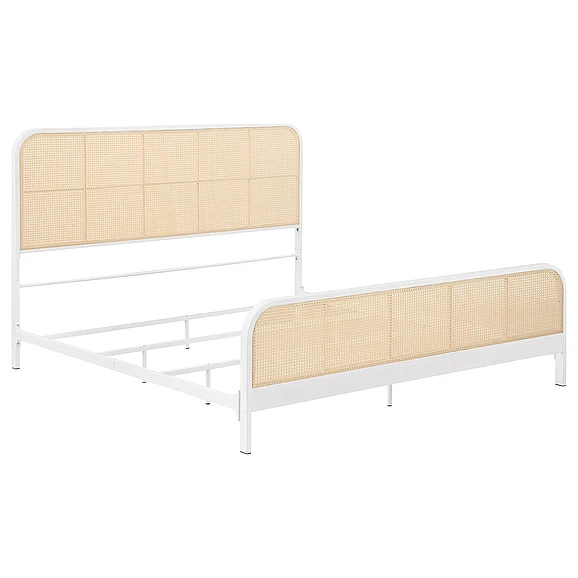 Coaster Lanewood Open Cane Webbing Metal Eastern King Bed White 360251KE