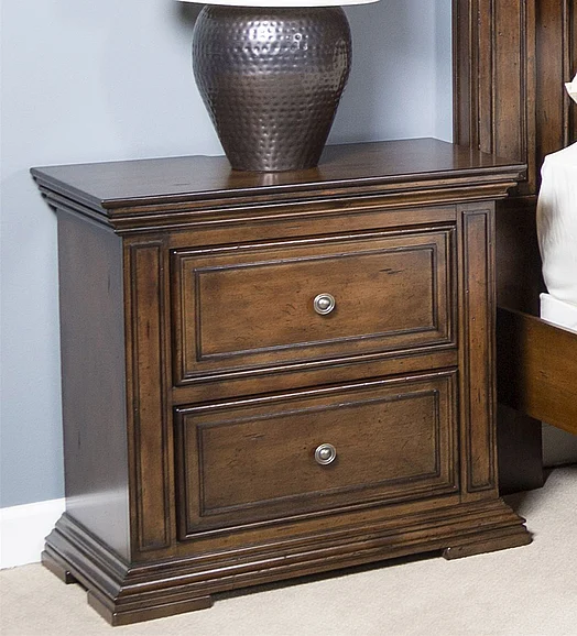 Liberty Furniture Big Valley 2 Drawer Nightstand with Charging Station in Brownstone 361-BR61
