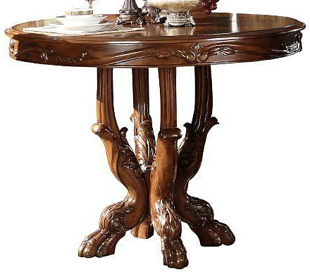 Acme Dresden Round Pedestal Counter Height Dining Table in Brown Cherry Oak 12160