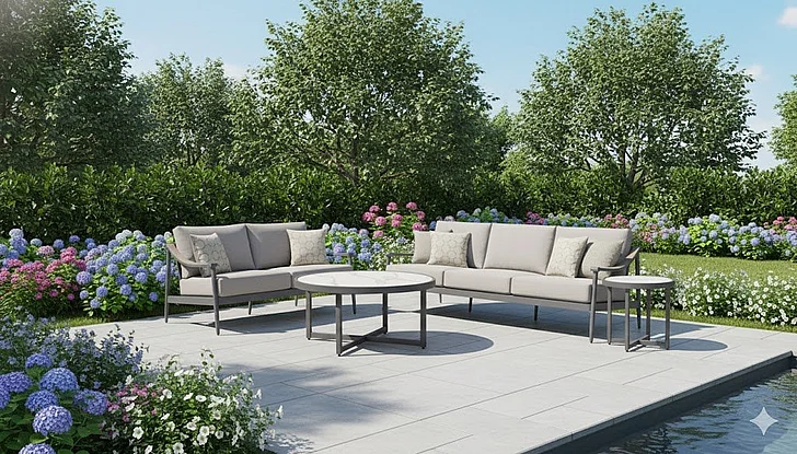 Ocean Park 2pc Outdoor Sofa Set in Gray