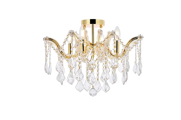 Elegant Maria Theresa 4 Light Gold Flush Mount Clear Royal Cut Crystal 2800F18G/RC