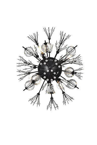 Elegant Vera 19 In. Crystal Starburst Wall Sconce in Black 2500W19BK